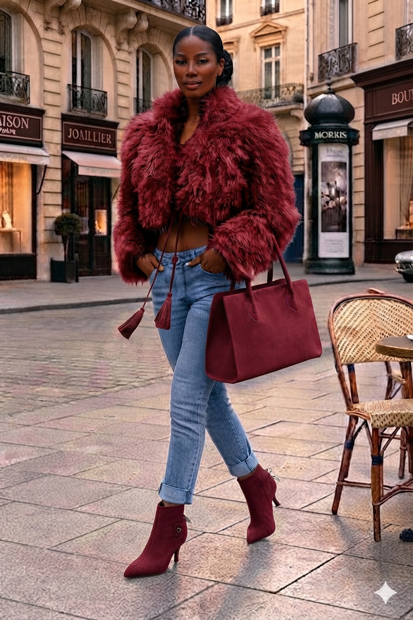 Women's burgundy back lace-up ankle boots with pointed toe and high slim heel - Top view